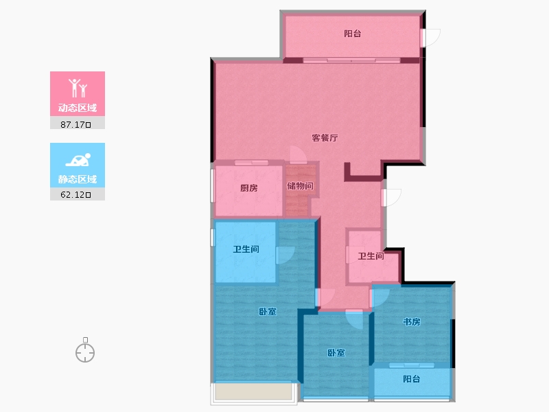 浙江省-杭州市-富春望-134.88-户型库-动静分区