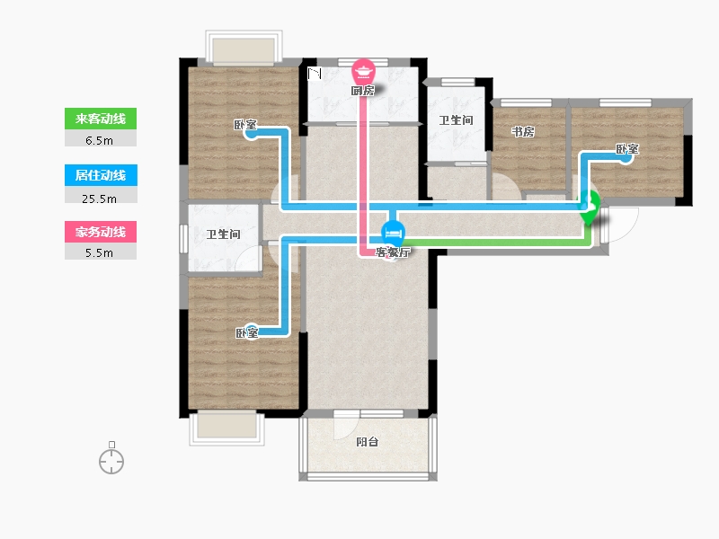 湖北省-咸宁市-香城学府-106.61-户型库-动静线