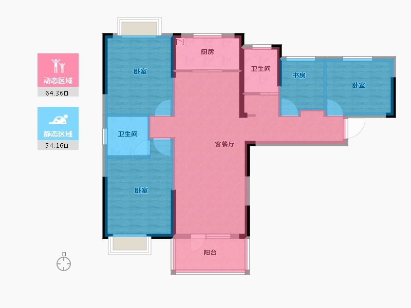 湖北省-咸宁市-香城学府-106.61-户型库-动静分区