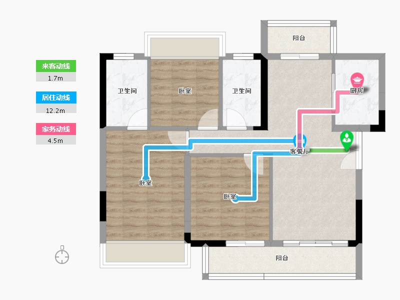 湖北省-宜昌市-万达大都会天樾-77.59-户型库-动静线