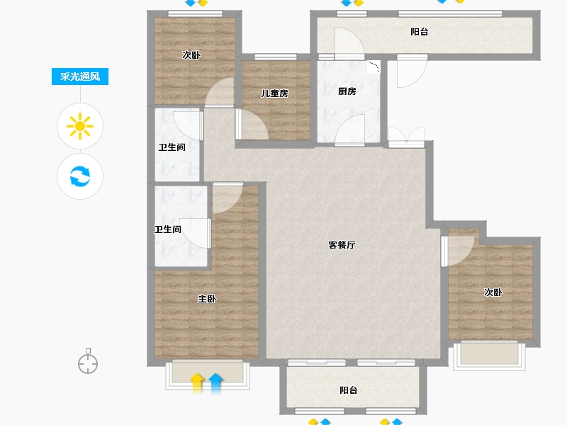 山东省-济南市-新城悦隽-131.00-户型库-采光通风