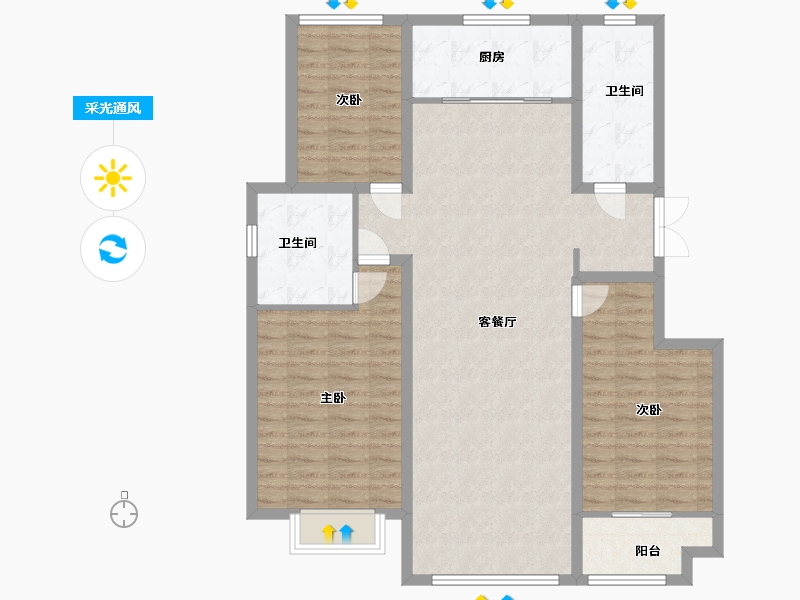 山东省-潍坊市-普兰方城-114.50-户型库-采光通风