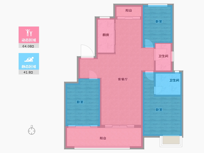 河南省-信阳市-东方今典·印象湖山-95.52-户型库-动静分区