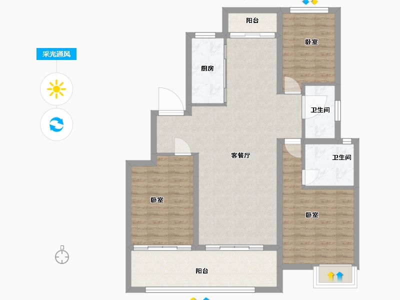 河南省-信阳市-东方今典·印象湖山-95.52-户型库-采光通风