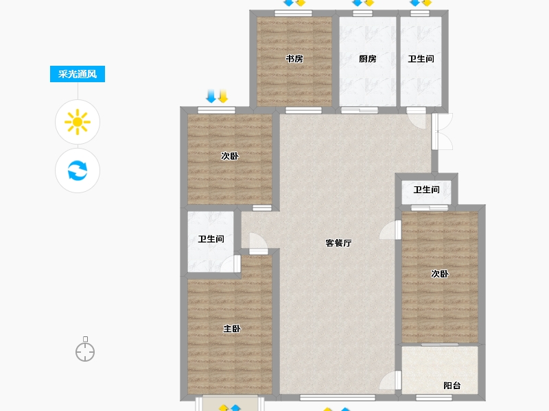 山东省-潍坊市-恒信·理想小镇-124.80-户型库-采光通风