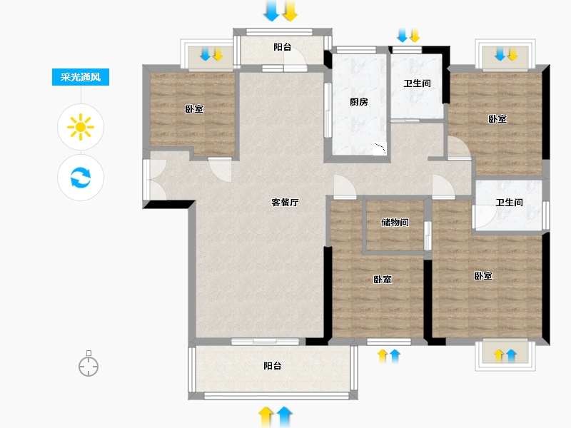 湖北省-武汉市-三和剑桥城-115.10-户型库-采光通风