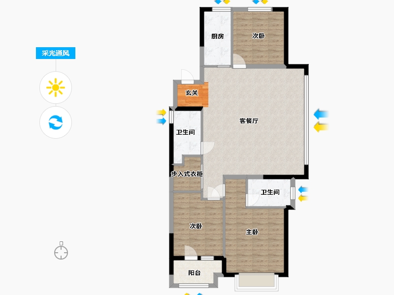 山东省-潍坊市-万特公馆-101.80-户型库-采光通风