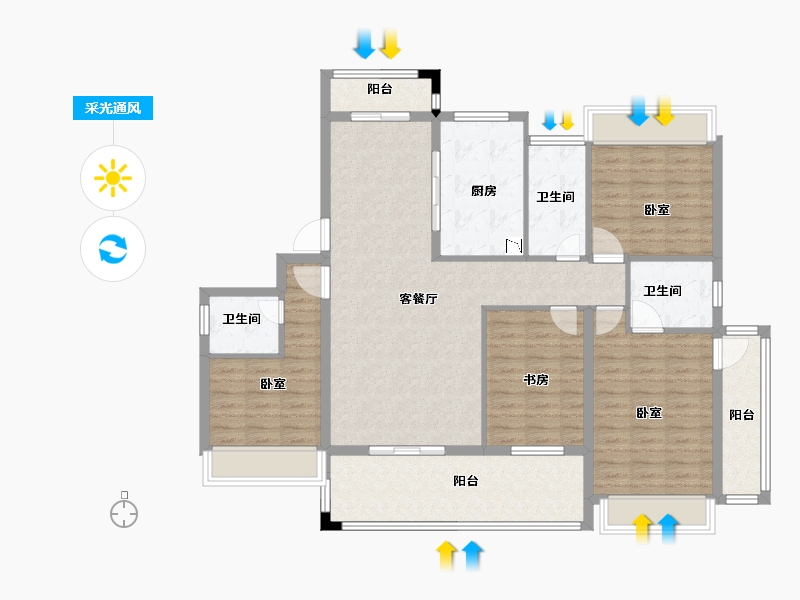 湖北省-黄冈市-泰禾富·凤凰府-125.69-户型库-采光通风