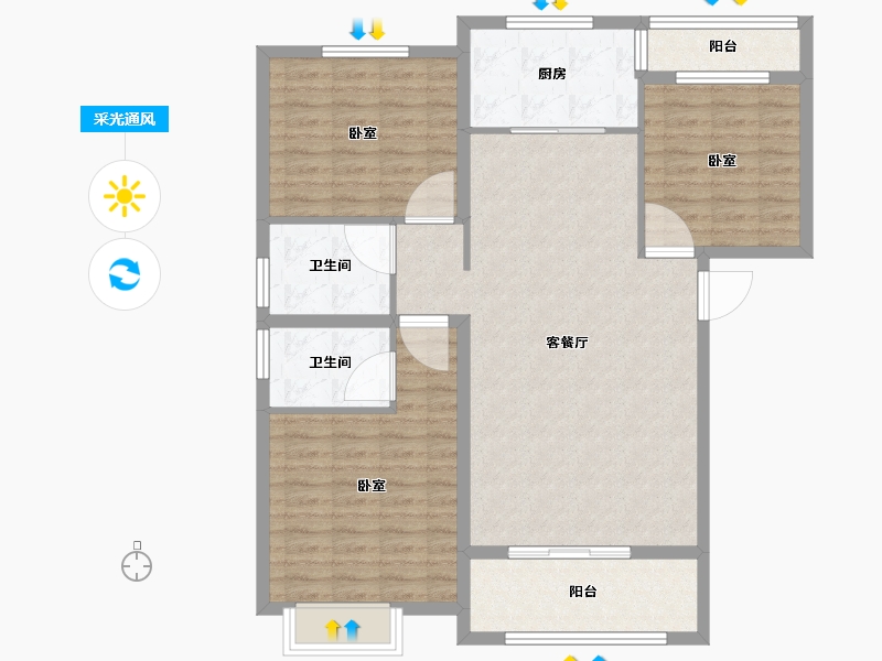 河南省-驻马店市-华源名城-104.51-户型库-采光通风