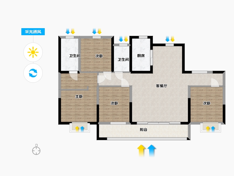 山东省-临沂市-鲁商知春湖-131.00-户型库-采光通风