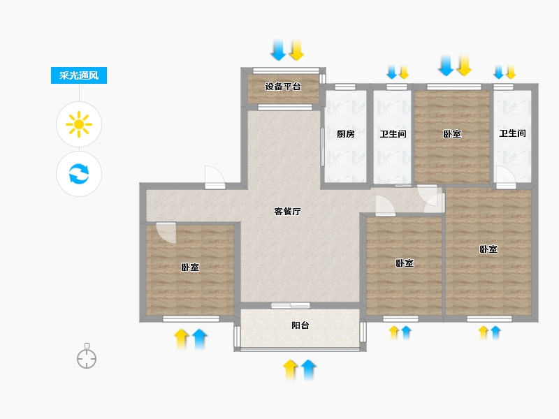 河南省-信阳市-信阳碧桂园-114.00-户型库-采光通风