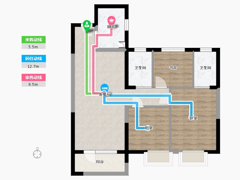 湖北省-武汉市-中建福地星城福邸-75.62-户型库-动静线