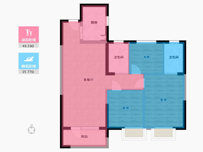 湖北省-武汉市-中建福地星城福邸-75.62-户型库-动静分区