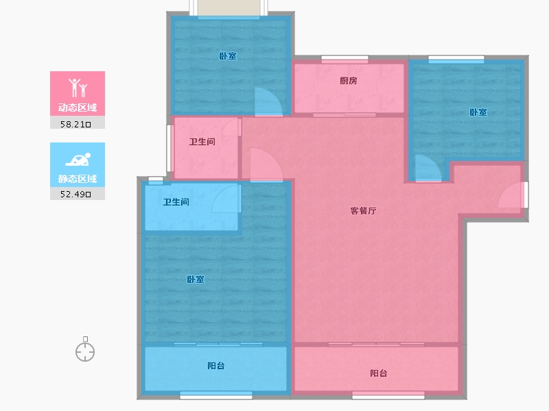 河南省-信阳市-四季花城·金桂园-100.10-户型库-动静分区