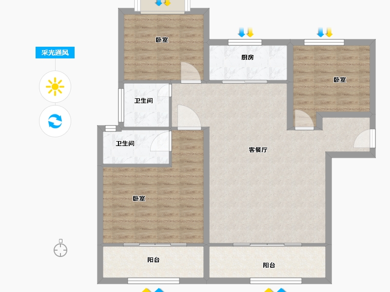 河南省-信阳市-四季花城·金桂园-100.10-户型库-采光通风