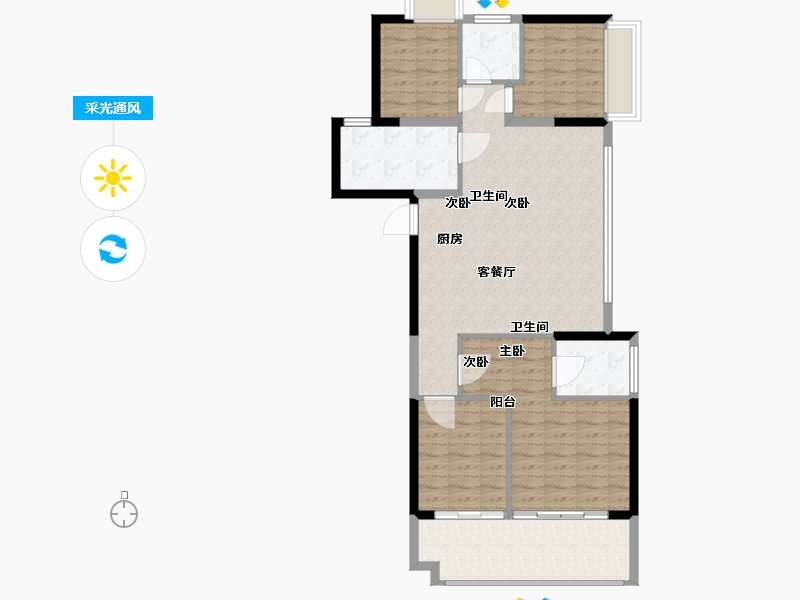 福建省-厦门市-聚龙美的君悦府-100.00-户型库-采光通风