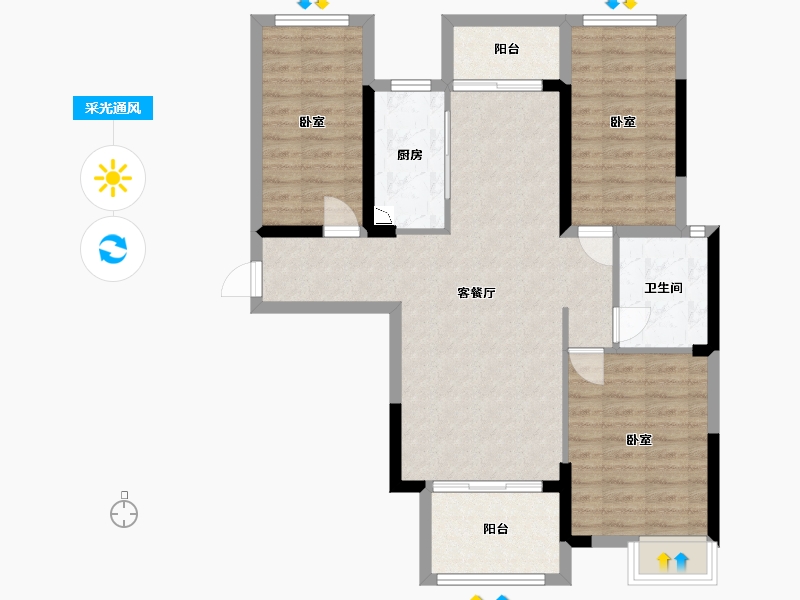 湖北省-武汉市-汉北怡景园-87.42-户型库-采光通风