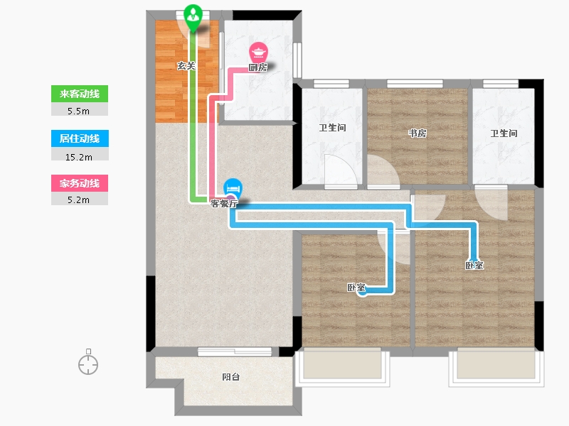 湖北省-武汉市-孔雀城航天府-80.00-户型库-动静线