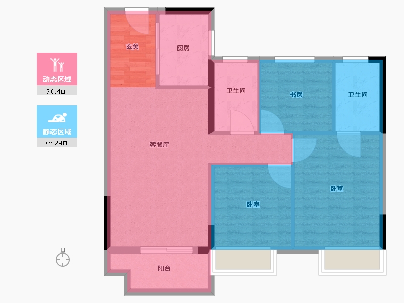 湖北省-武汉市-孔雀城航天府-80.00-户型库-动静分区