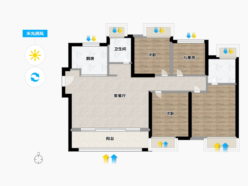 福建省-厦门市-中梁正荣府-86.08-户型库-采光通风