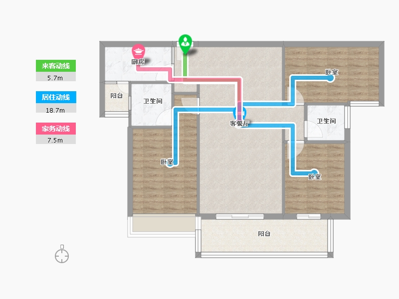 湖北省-黄冈市-威尼斯得月广场-93.28-户型库-动静线