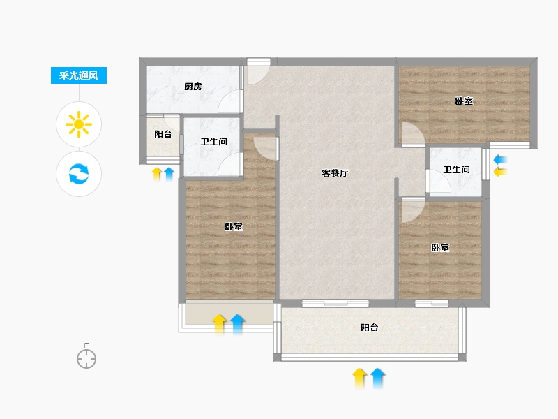 湖北省-黄冈市-威尼斯得月广场-93.28-户型库-采光通风