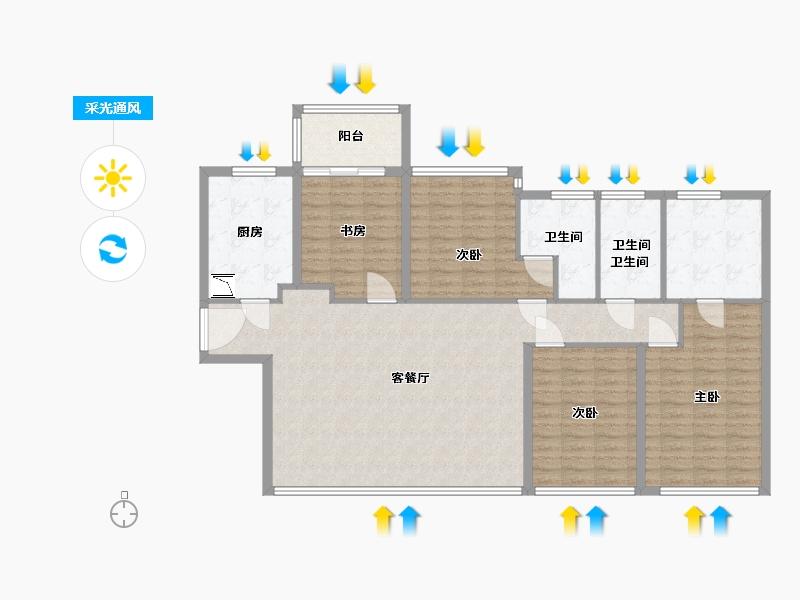 福建省-厦门市-中骏天禧-128.67-户型库-采光通风