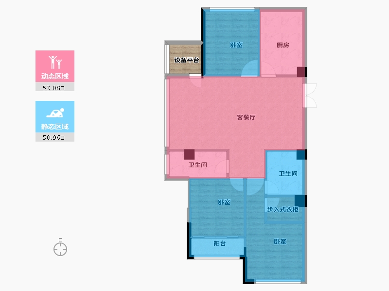 浙江省-宁波市-绿城深蓝公寓-98.01-户型库-动静分区