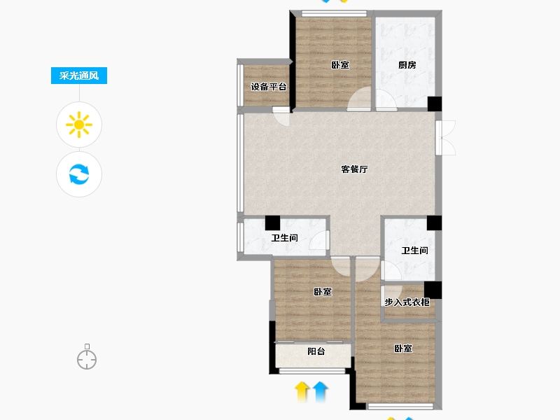 浙江省-宁波市-绿城深蓝公寓-98.01-户型库-采光通风