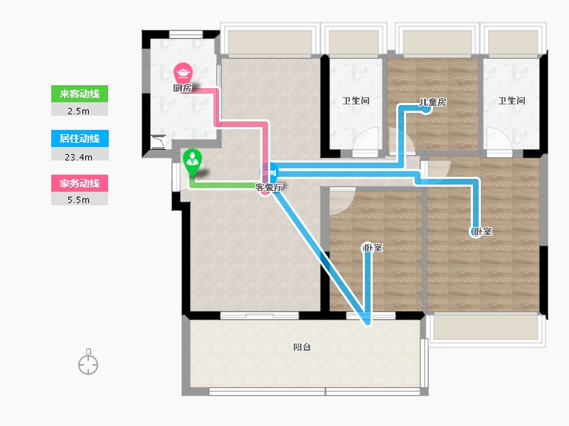 湖北省-咸宁市-山湖海悦府-96.87-户型库-动静线