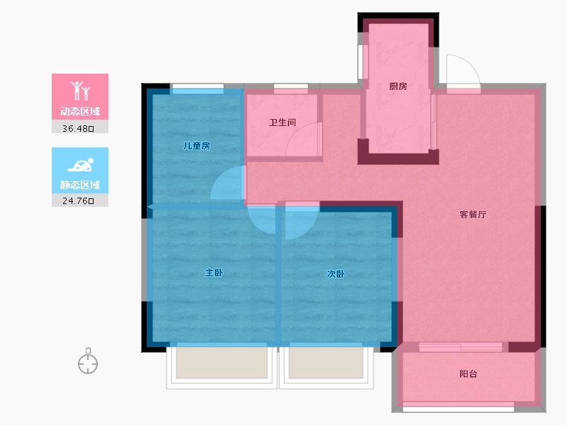 山东省-济南市-海那城洋房世家-53.89-户型库-动静分区