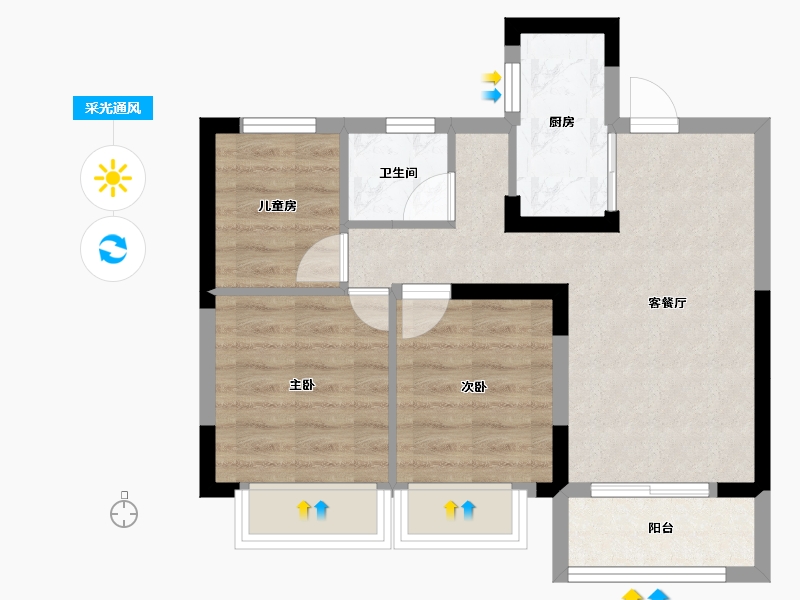 山东省-济南市-海那城洋房世家-53.89-户型库-采光通风