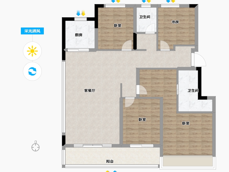 浙江省-绍兴市-宝能凤林府-114.00-户型库-采光通风