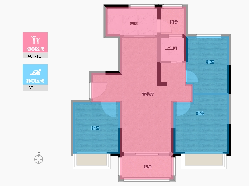 浙江省-宁波市-碧桂园幸福里-72.01-户型库-动静分区