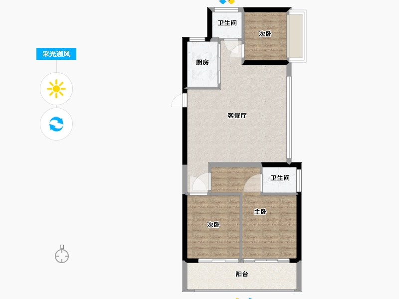 福建省-厦门市-聚龙美的君悦府-84.00-户型库-采光通风