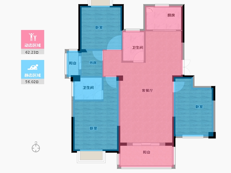 湖北省-黄冈市-凤鸣九方城-106.27-户型库-动静分区