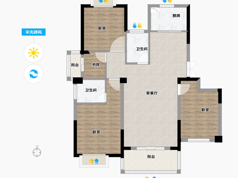 湖北省-黄冈市-凤鸣九方城-106.27-户型库-采光通风