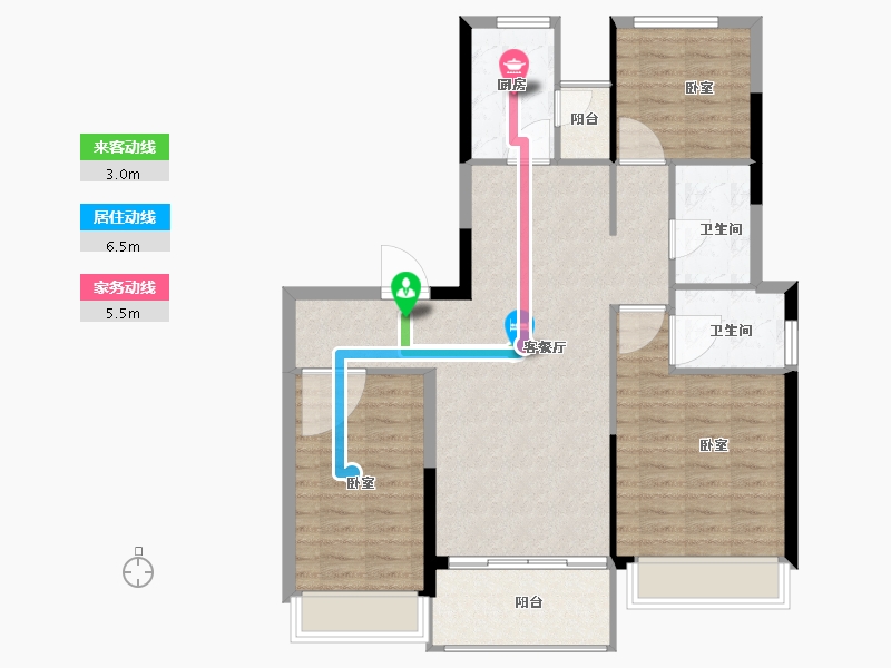 浙江省-宁波市-碧桂园幸福里-92.00-户型库-动静线