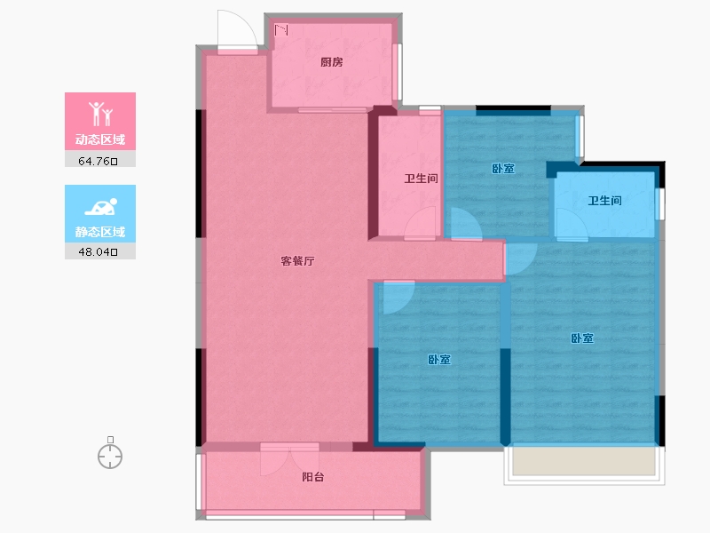 湖北省-咸宁市-当代云府-101.52-户型库-动静分区