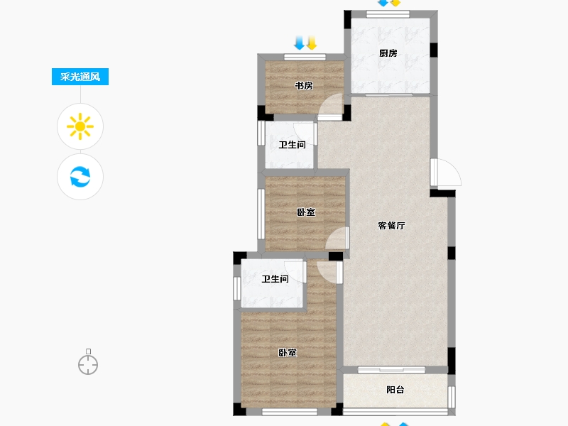 浙江省-金华市-新纪元臻园-81.00-户型库-采光通风