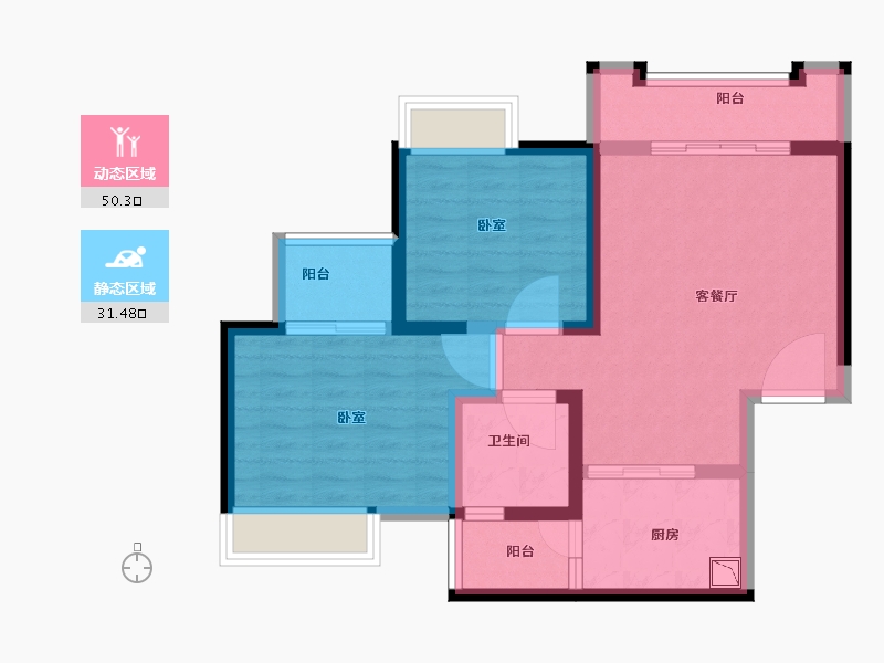 河南省-郑州市-润城时光里-71.58-户型库-动静分区