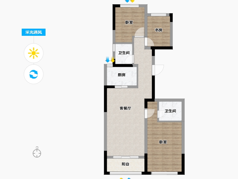 浙江省-金华市-秦王公馆-79.76-户型库-采光通风