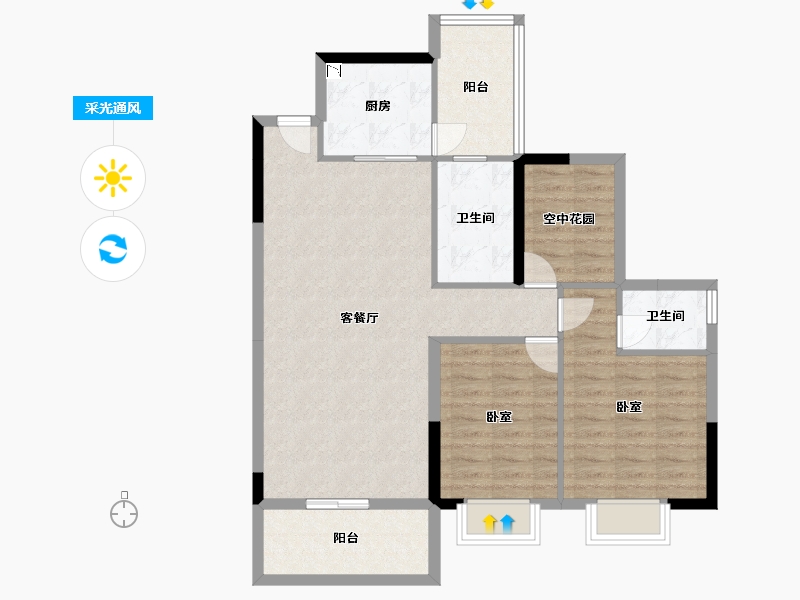 湖南省-湘潭市-银港国际-93.63-户型库-采光通风