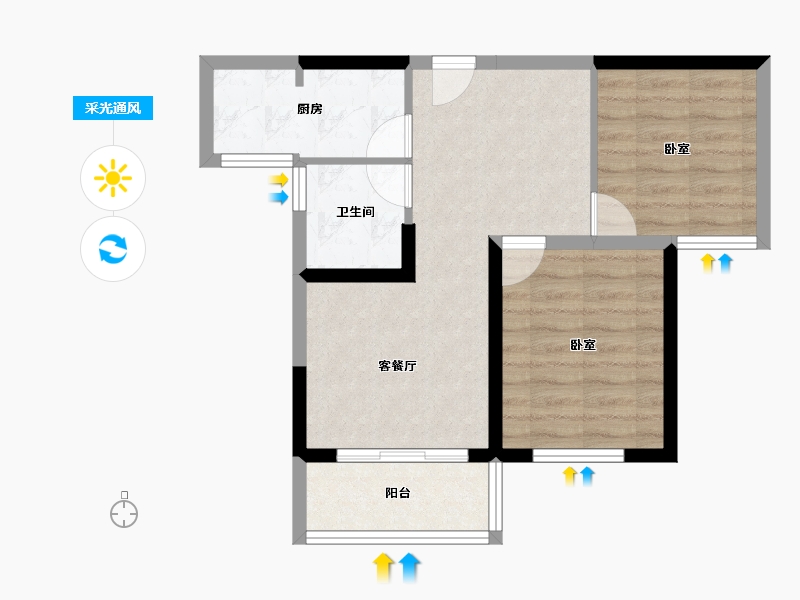 湖北省-十堰市-芳华里-55.71-户型库-采光通风