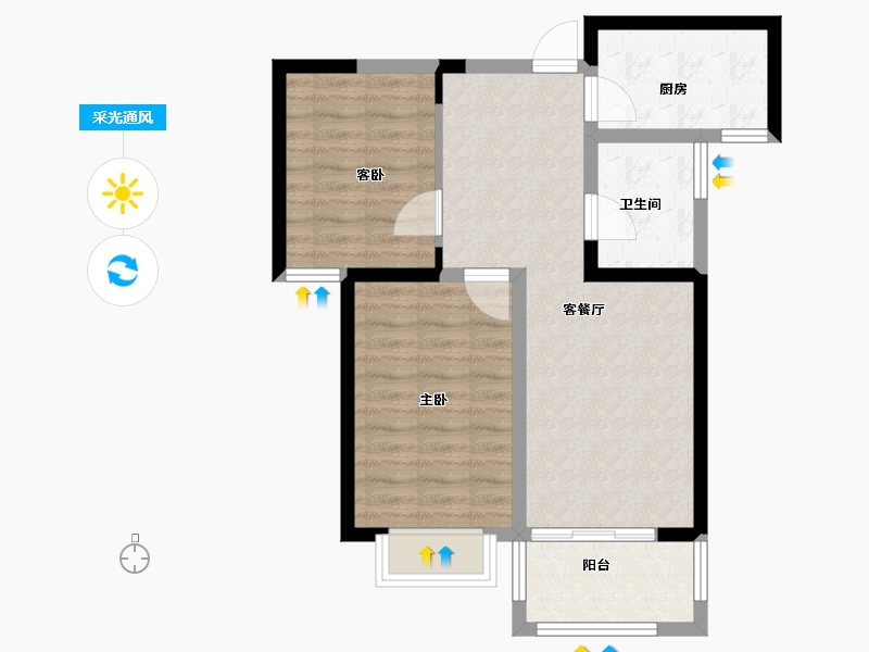 江苏省-宿迁市-建屋明日星城-63.00-户型库-采光通风