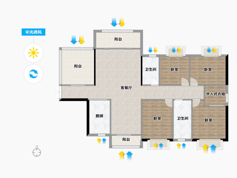 湖南省-株洲市-神骅白金汉宫-138.31-户型库-采光通风