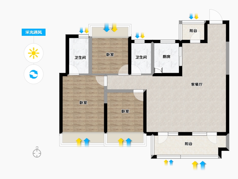 湖北省-宜昌市-长江广场-98.86-户型库-采光通风