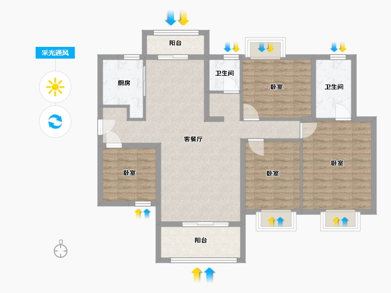 湖南省-湘潭市-吉润华府-102.07-户型库-采光通风