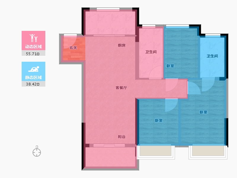 湖北省-武汉市-孔雀城航天府-85.00-户型库-动静分区