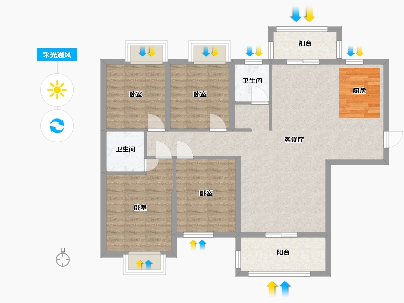 湖南省-湘潭市-吉润华府-101.53-户型库-采光通风